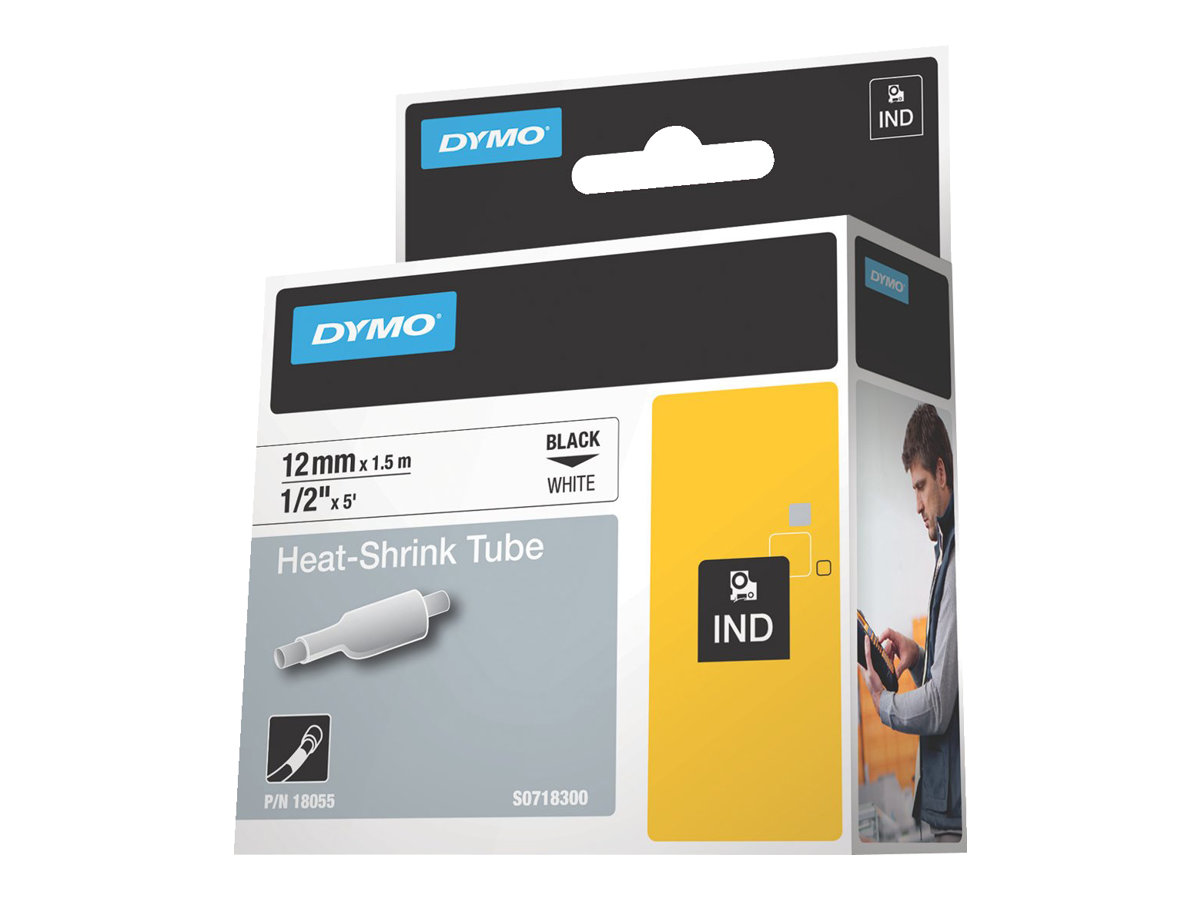 DYMO Schrumpfschlauch RHINO 18055, 12 mm schwarz auf weiss DYMO Schrumpfschlauch RHINO 18055, 12 mm schwarz auf weiss