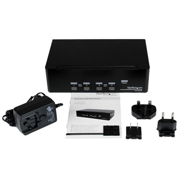 STARTECH.COM 4 Port Dual DVI USB KVM Switch/ Umschalter mit Audio und USB 2.0 Hub