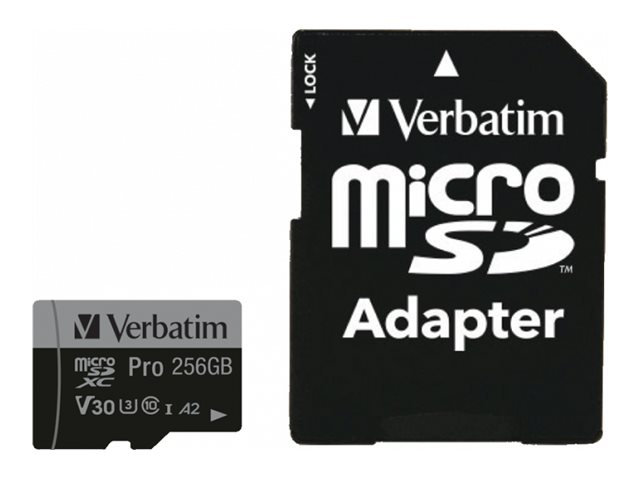 Verbatim microSDXC Speicherkarte 256 GB UHS-I Pro Class 10 + SD Adapter