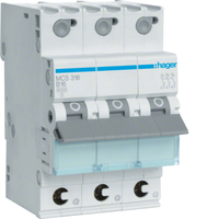 Hager Leitungsschutzschalter MCS316 3polig C16A 6kA QC 3M Hager Leitungsschutzschalter MCS316 3polig C16A 6kA QC 3M