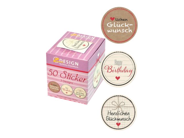 AVERY Zweckform Aufkleber 56814 Herzlichen Glückwunsch, 50 Etiketten