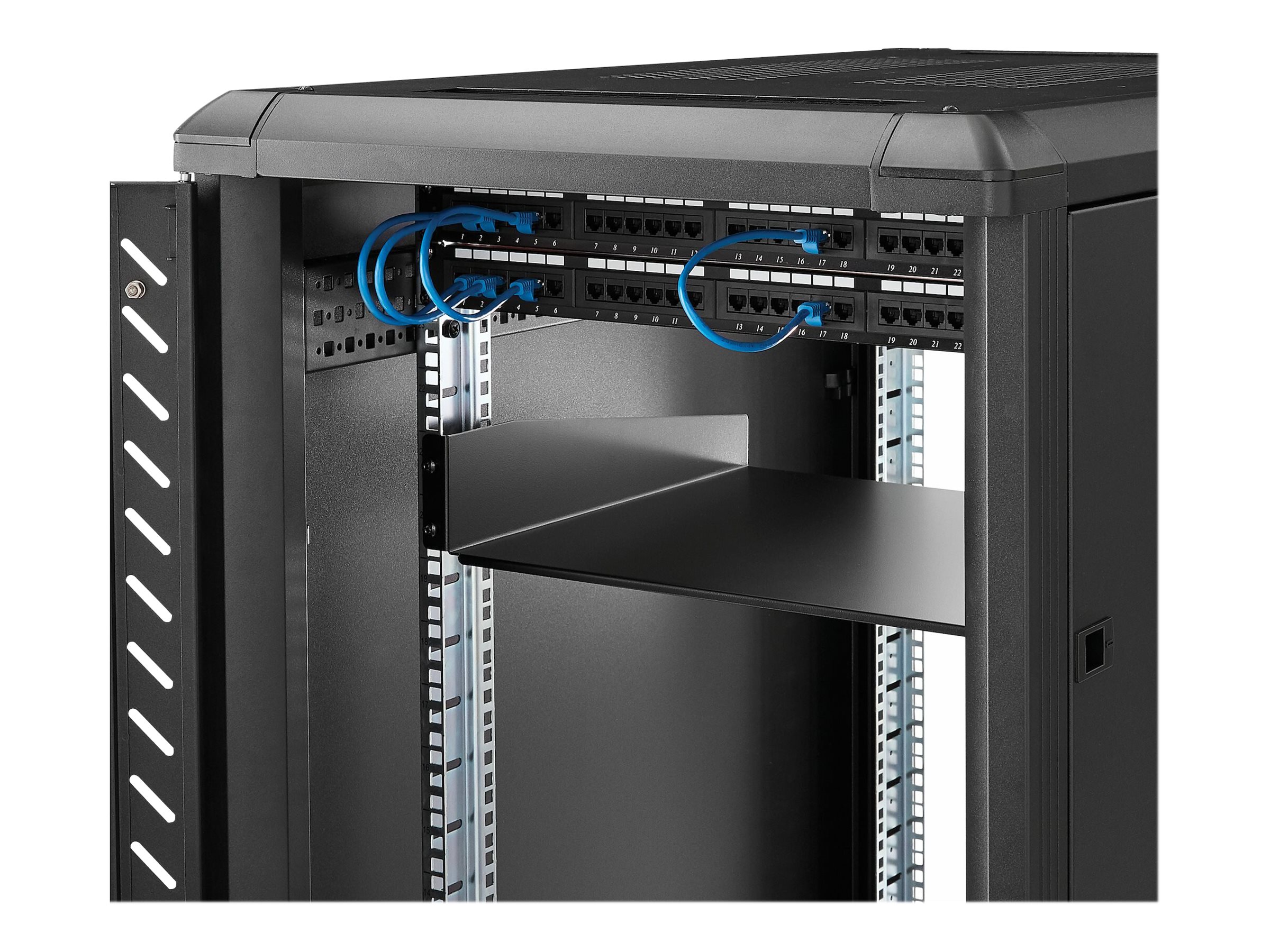 STARTECH.COM 2HE 19 Zoll Fachboden für Serverschrank bis 20 Kg belastbar aus Stahlblech - Schwarz