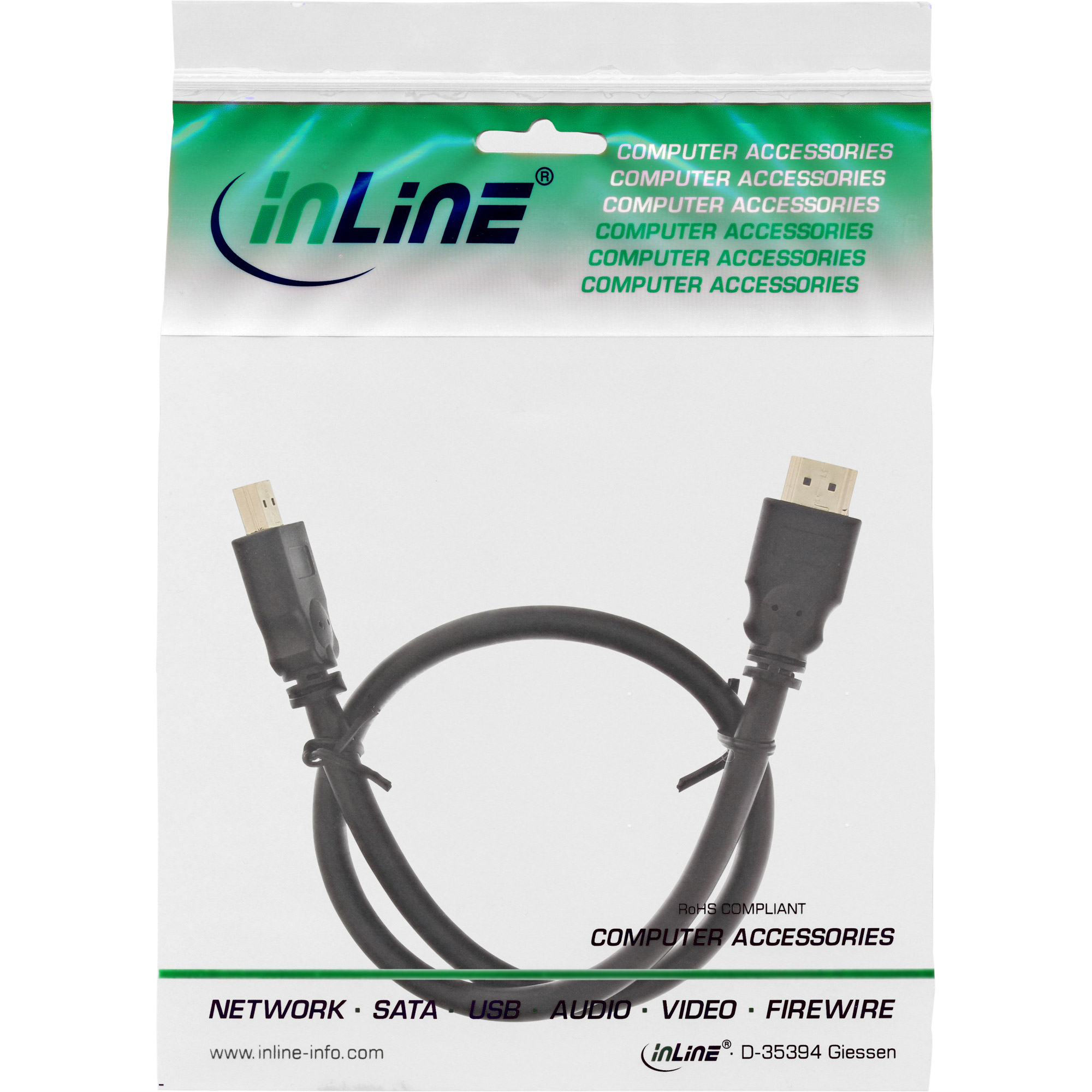 INLINE HDMI HighSpeed Kabel PREMIUM 7,5m St/St bis 1080p FullHD vergoldete Kontakte schwarz