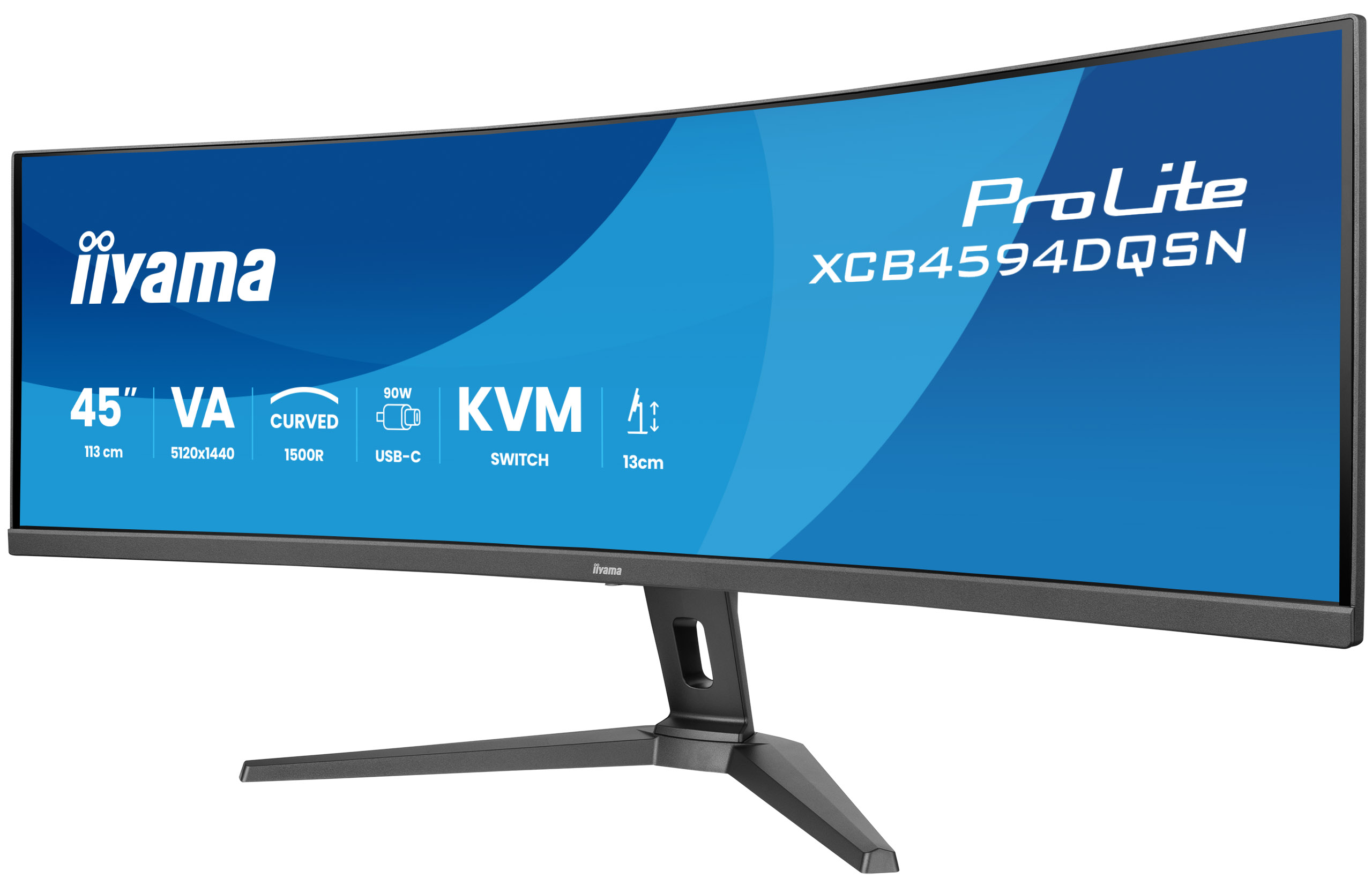 IIYAMA XCB4594DQSNB1 113,03cm 44,5Zoll ETE VA DQHD 165Hz 450cdm2 0,8ms MPRT Speakers USBC Dock DP 2xHDMI KVM 3xUSB32 13cm