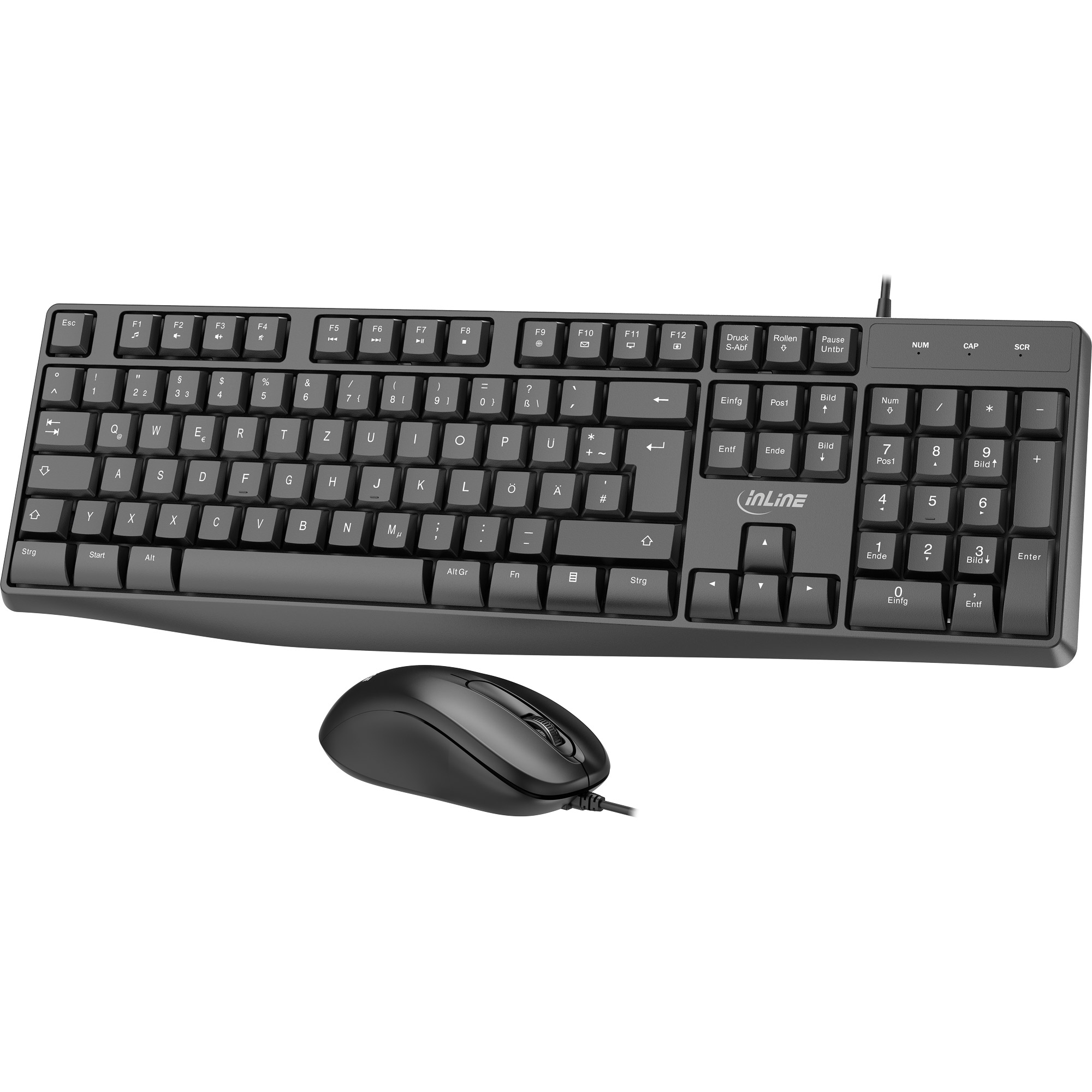 INLINE Basic Desktop II Tastatur-Maus Set USB DE Layout optisch 1200dpi schwarz