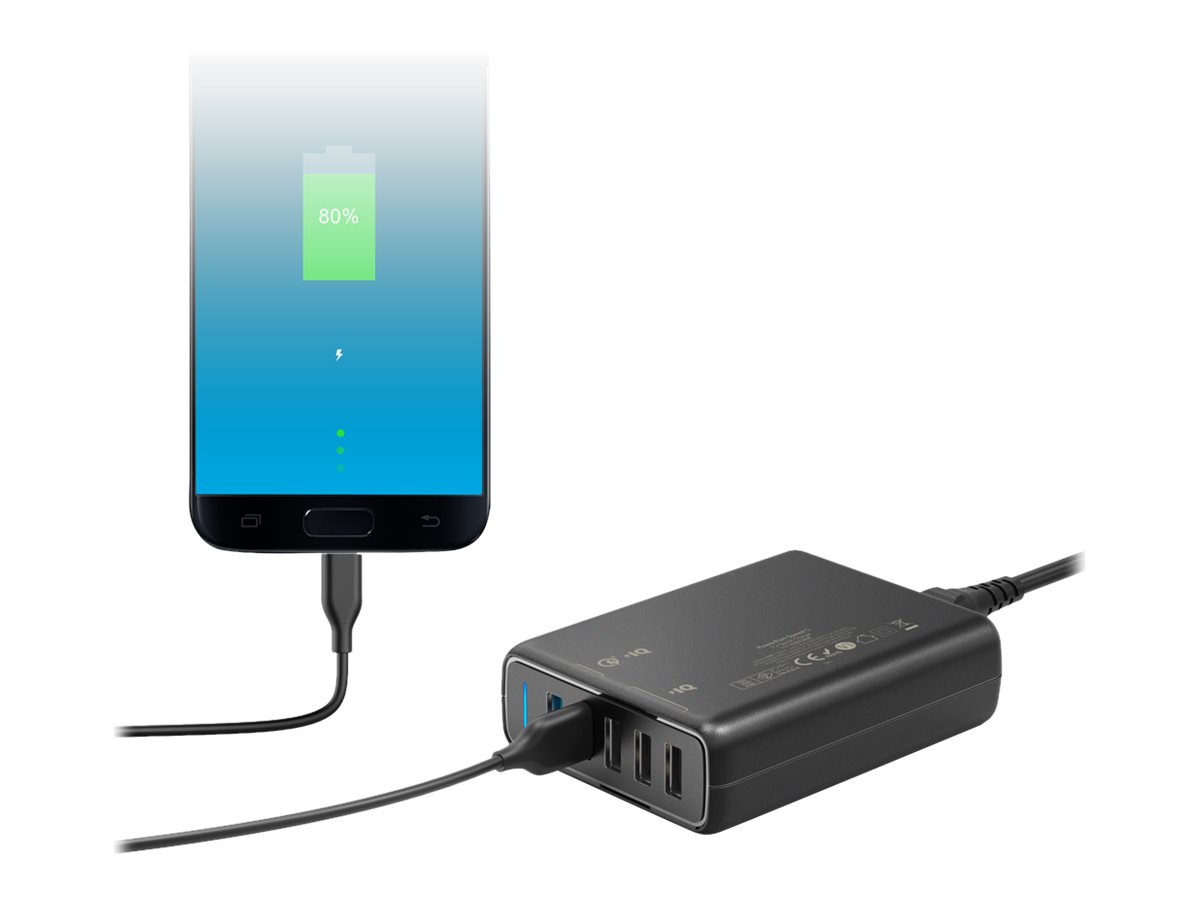 ANKER PowerPort Speed 5 Charger 63W 5-Port USB-A Ladegerät 2x Quick Charge 3.0 3x PowerIQ blaue LED-Anzeige