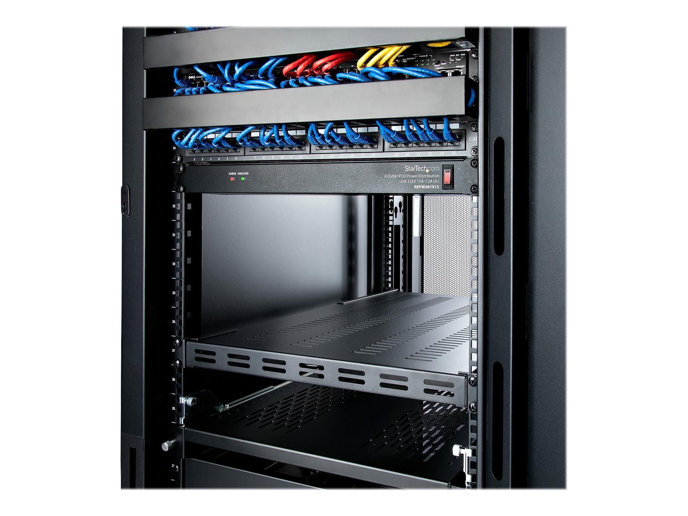 STARTECH.COM 1 HE verstellbarer Schwerlast Fachboden für Server Rack/ Schrank bis 113 Kg - Fachboden Serverschrank 1HE belüftet