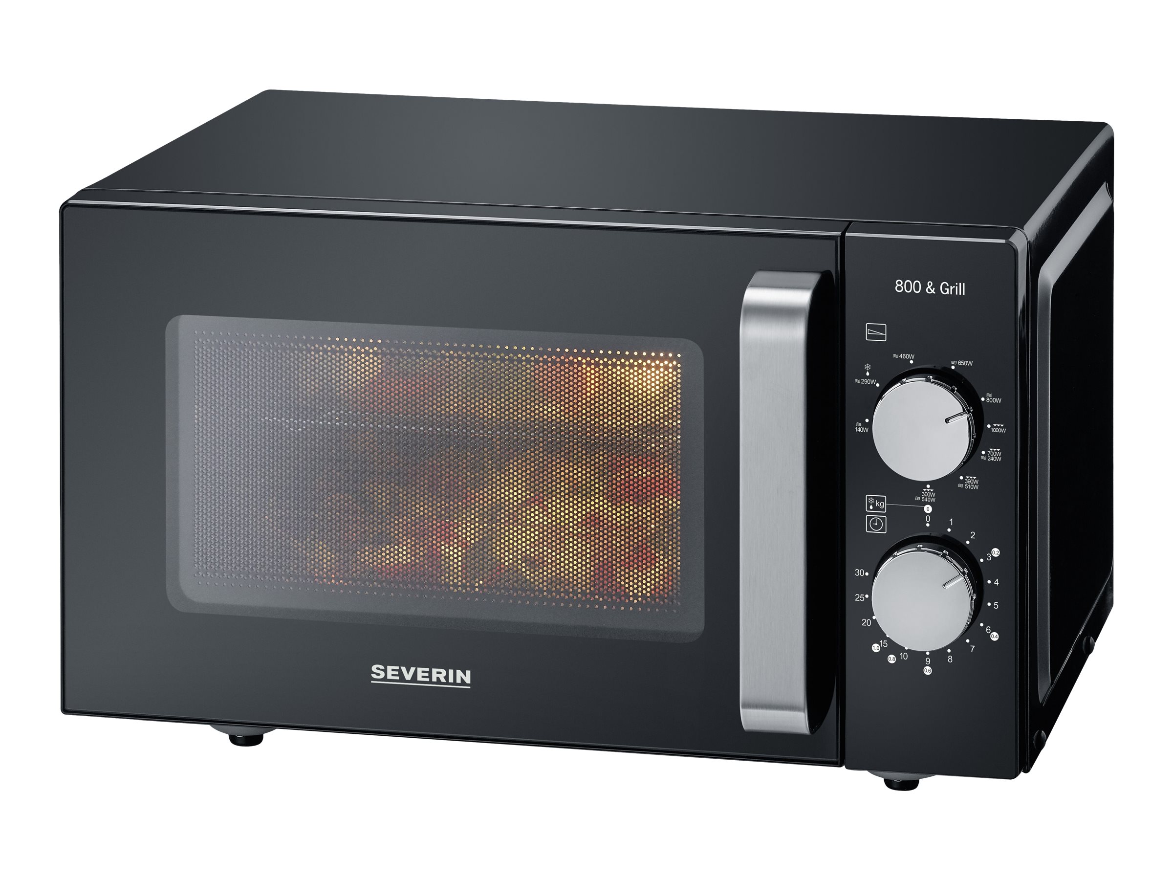 SEVERIN MW 7762 Mikrowelle 800 Watt schwarz, edelstahl