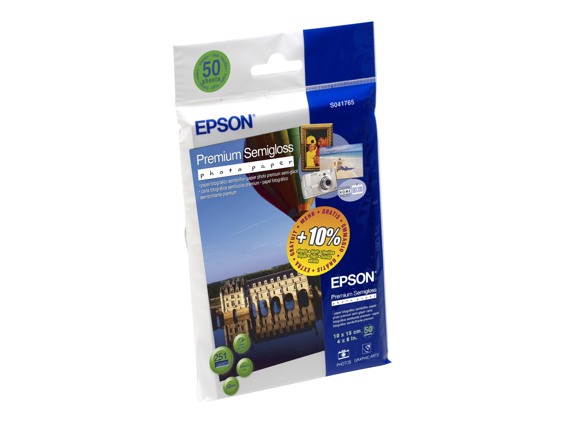 EPSON Fotopapier S041765 10,0 x 15,0 cm seidenmatt 251 g/qm 50 Blatt