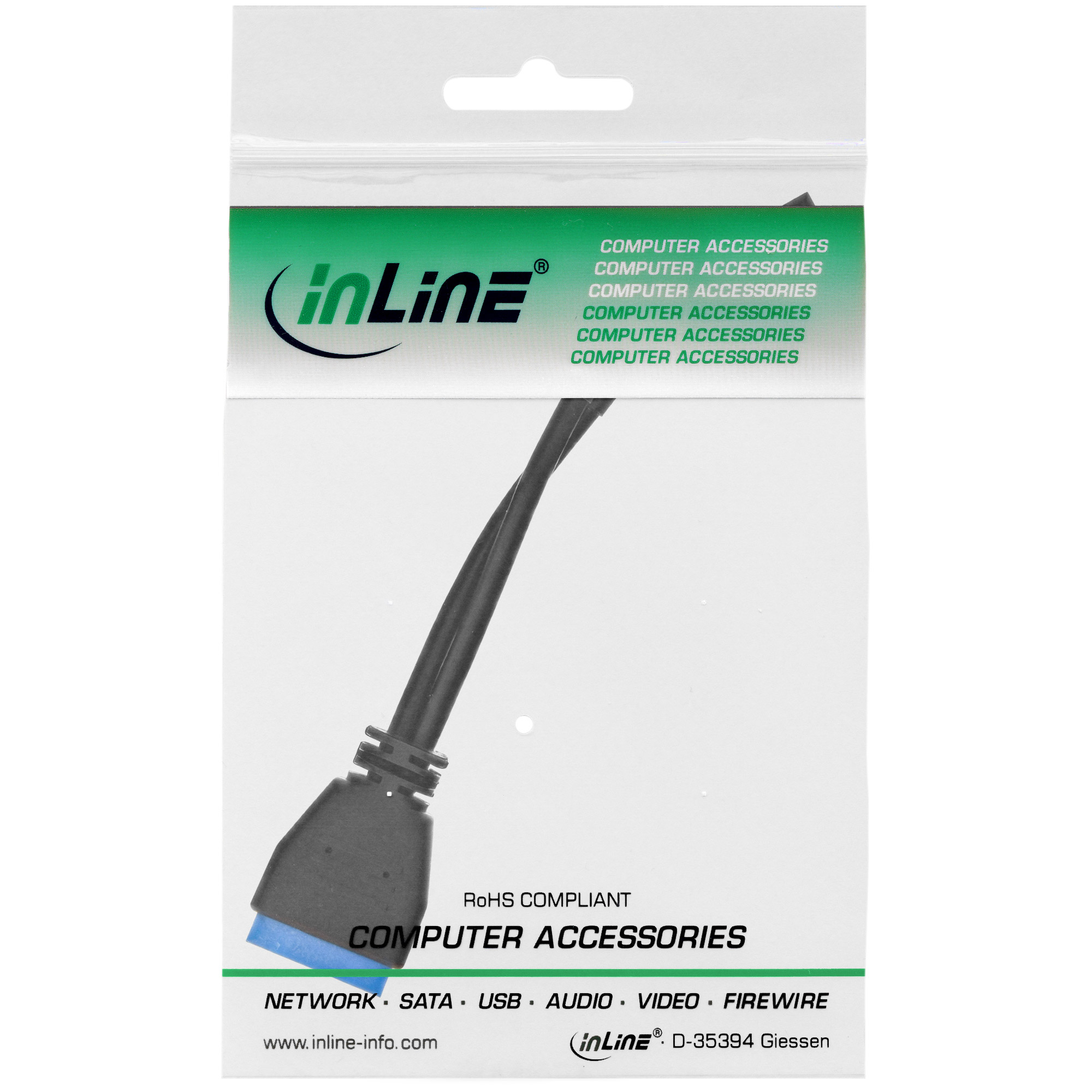 INLINE USB 2.0 zu 3.0 Adapterkabel intern Pfostenanschluss  0.15m