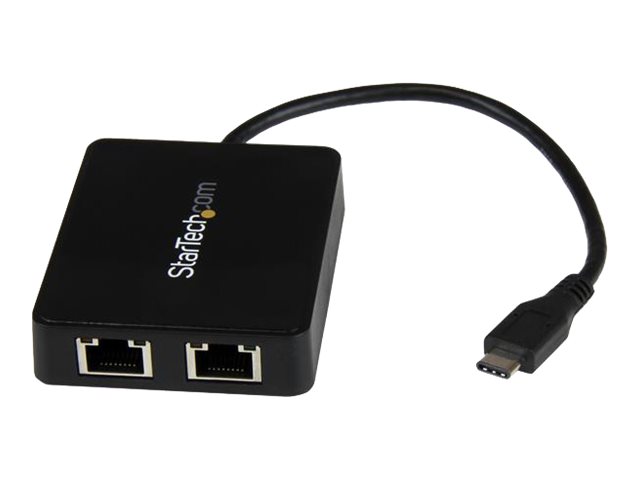 StarTech.com USB-C auf Dual-Gigabit Ethernet Adapter mit USB (Typ-A) Anschluss - USB Type-C Gigabit Netzwerk Adapter - Netzwerkadapter