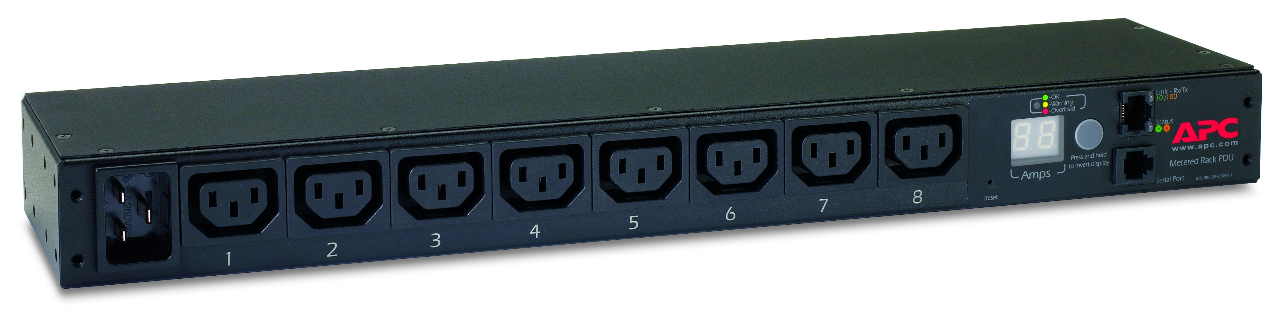 APC Metered Rack PDU AP7821B Rack AC 100240V Ethernet 10100 input IEC 60320 C20 oc 8 power IEC 60320 C13 1U 2,4m cord