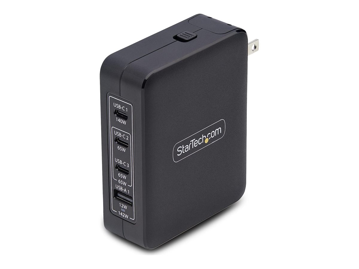 STARTECH.COM 140W USB-C-Wandladegerät 3x USB-C/1x USB-A PD 3.1 Internationaler GaN-Ladegerät fur MacBook/Dell XPS/Inspiron