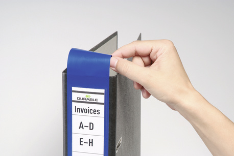 10 DURABLE Ordneretiketten ORDOFIXÂ® blau fÃ¼r 7,0 cm RÃ¼ckenbreite