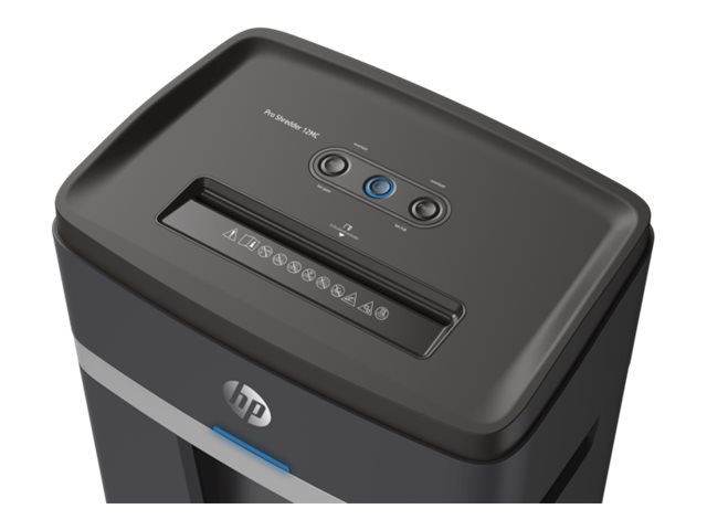 HP Pro Shredder 12MC Aktenvernichter mit Partikelschnitt P-5, 2 x 15 mm, bis 12 Blatt, schwarz HP Pro Shredder 12MC Aktenvernichter mit Partikelschnitt P-5, 2 x 15 mm, bis 12 Blatt, schwarz
