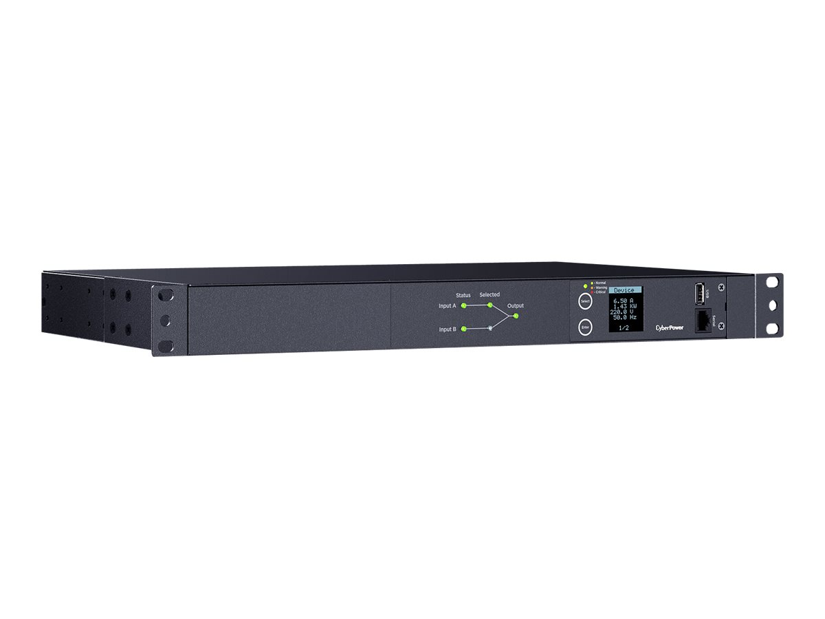 CYBERPOWER METERED ATS PDU PDU24005 230V/20A 1U 8x IEC-320 2x IEC C19 Outlets serieller Port PowerPanel Center Software
