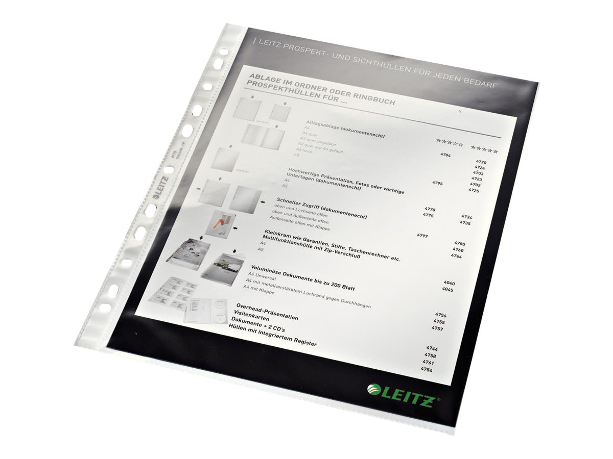 100 LEITZ Prospekthuellen 4770 DIN A4 glasklar glatt 0,08 mm 100 LEITZ Prospekthuellen 4770 DIN A4 glasklar glatt 0,08 mm