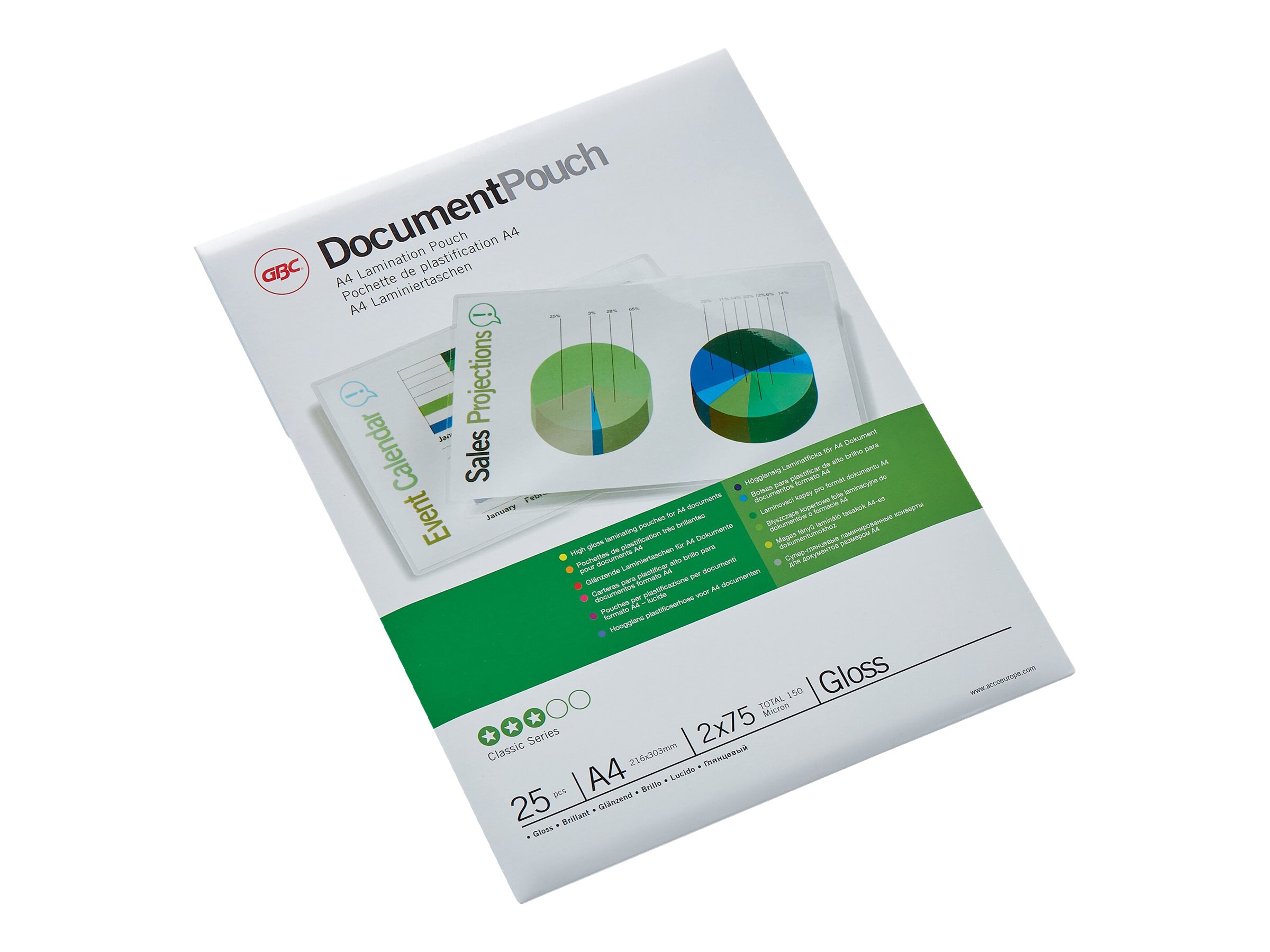 25 GBC Laminierfolien glaenzend fuer A4 75 micron 25 GBC Laminierfolien glaenzend fuer A4 75 micron
