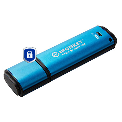 KINGSTON 128GB USBC IronKey Vault Privacy 50C AES256 Encrypted FIPS 197