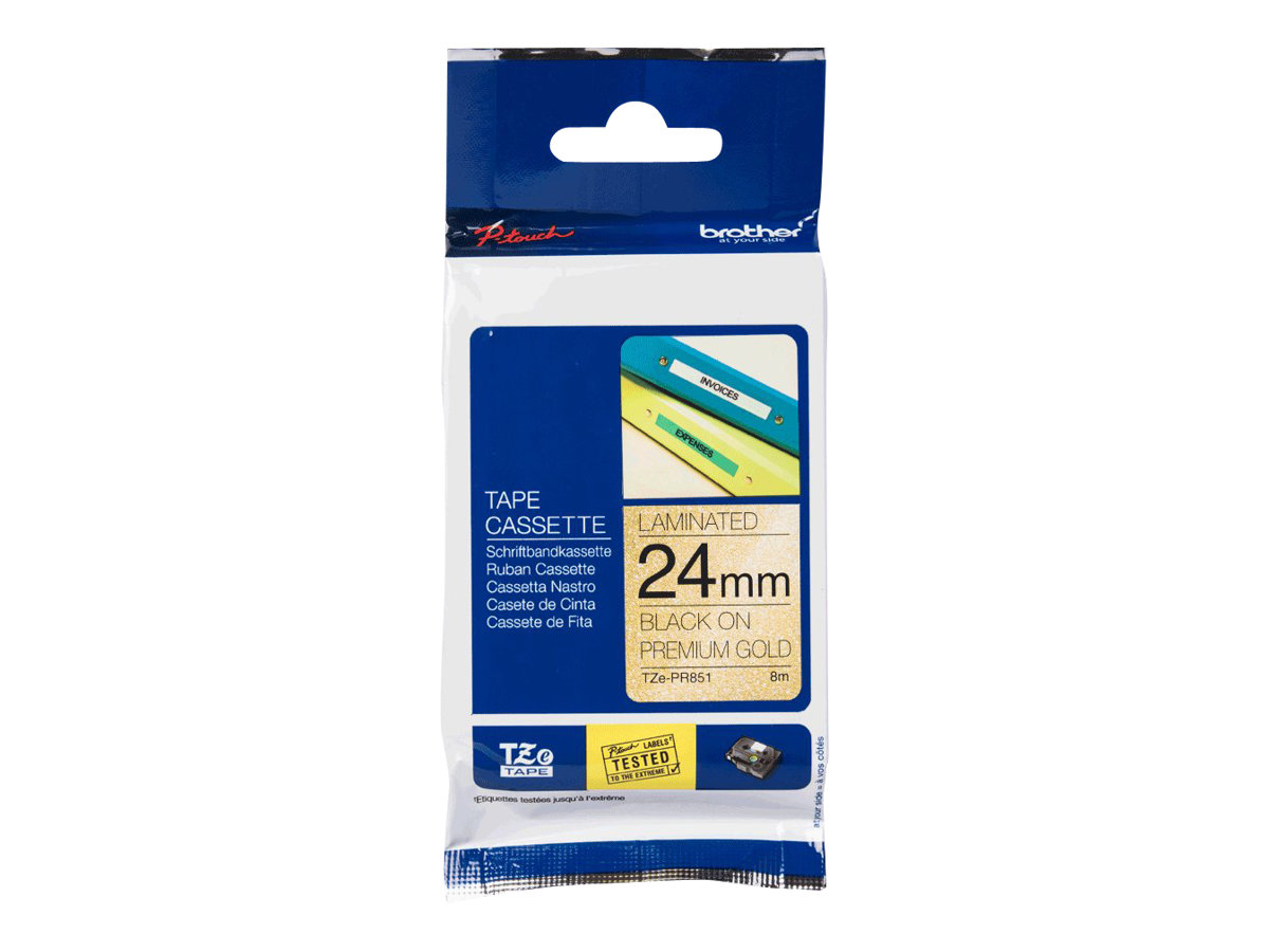 BROTHER TZEPR851 Schriftbandkassetten 24 mm Bandbreite Premium gold schwarz