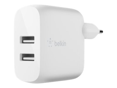 Dual USB-A Ladegerät incl. USB-C Kabel 1m, 24W, weiß