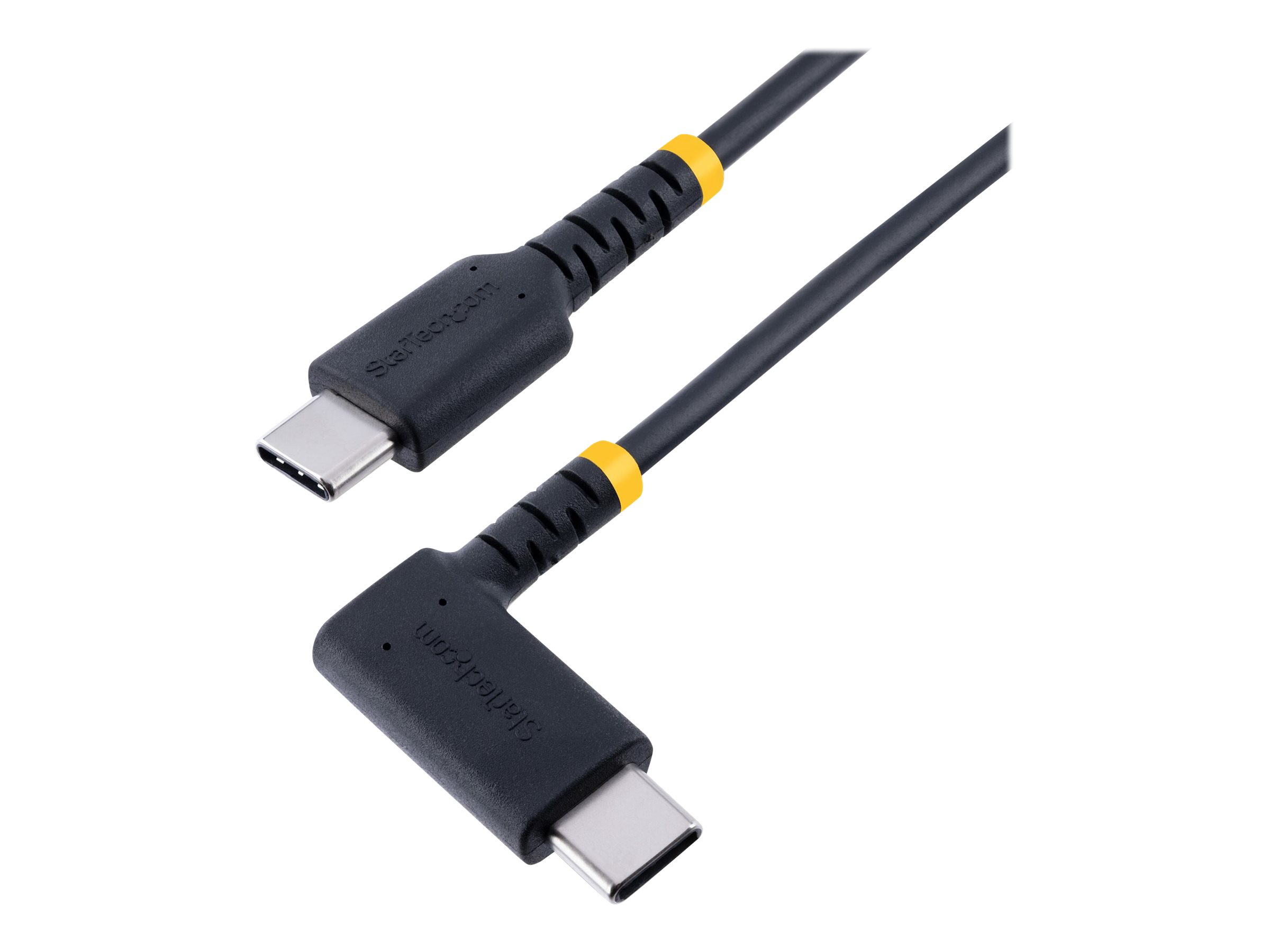 STARTECH.COM 1ft 30cm USB C Charging Cable Right Angle 60W PD 3A Heavy Duty Fast Charge USB-C Cable Durable Rugged Aramid Fiber