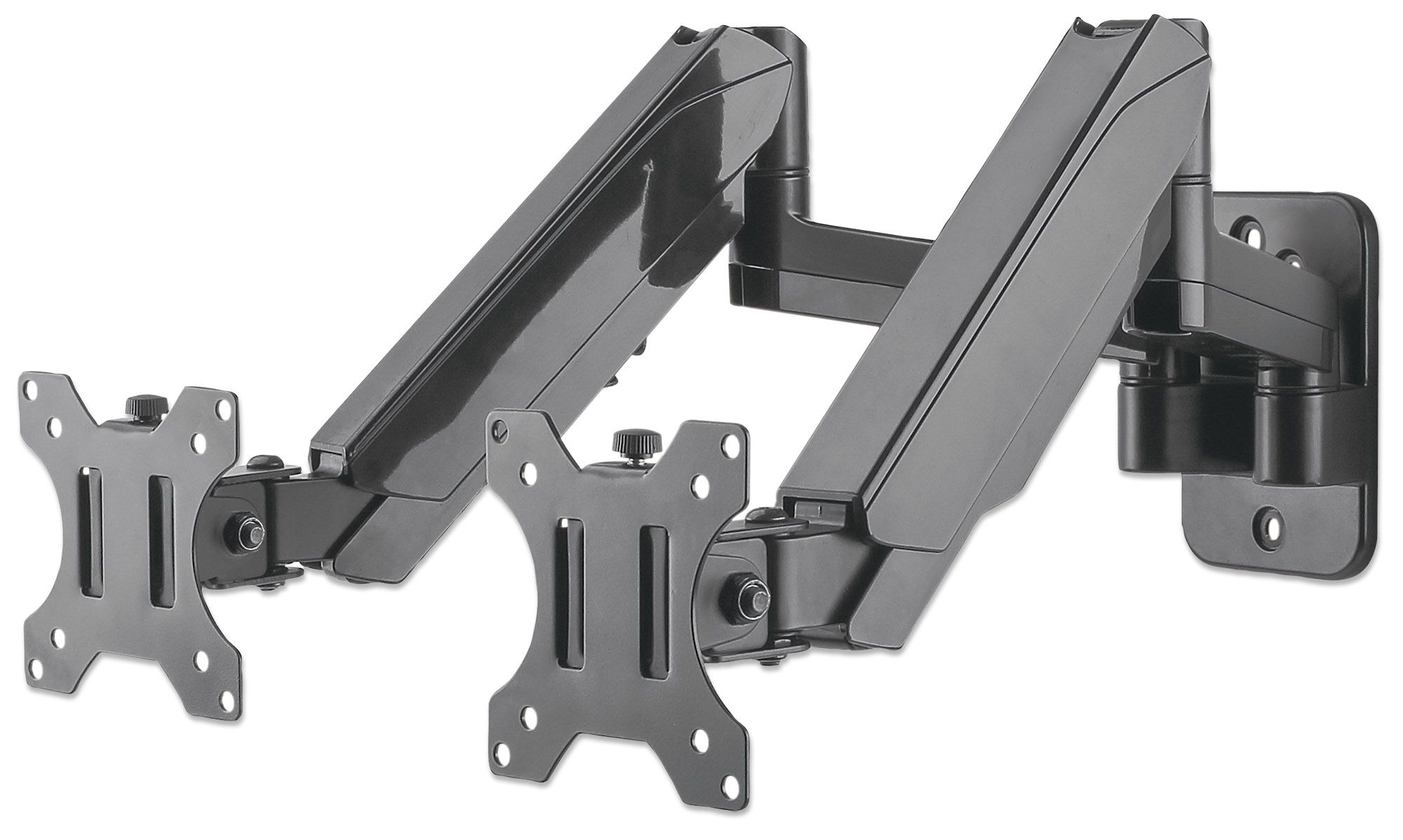 MANHATTAN Wandhalterung mit Gasdruckfeder und Kugelgelenk fuer zwei Monitore von 48,1881,28cm 17Z32Z und bis zu 8kg pro Arm