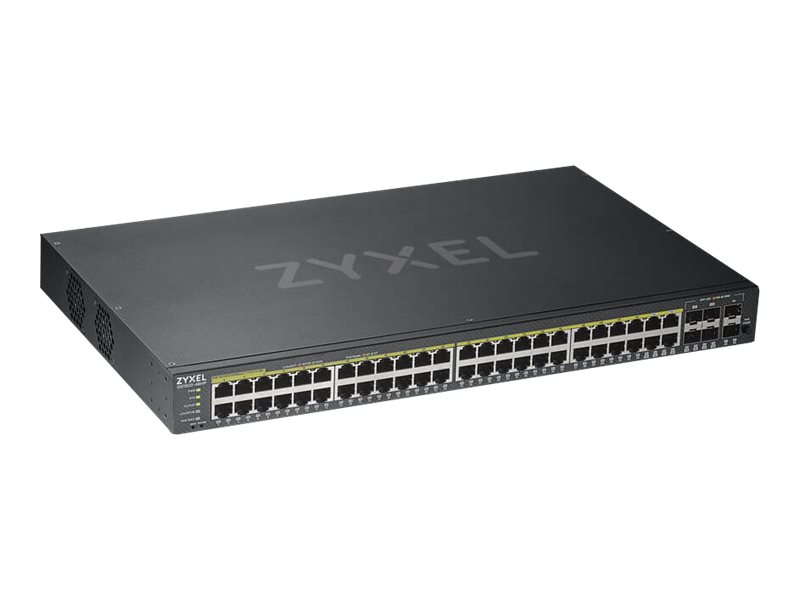 ZYXEL GS1920-48HPv2 52 Port Smart Managed PoE Switch 48x Gigabit Copper PoE and 4x Gigabit dual pers