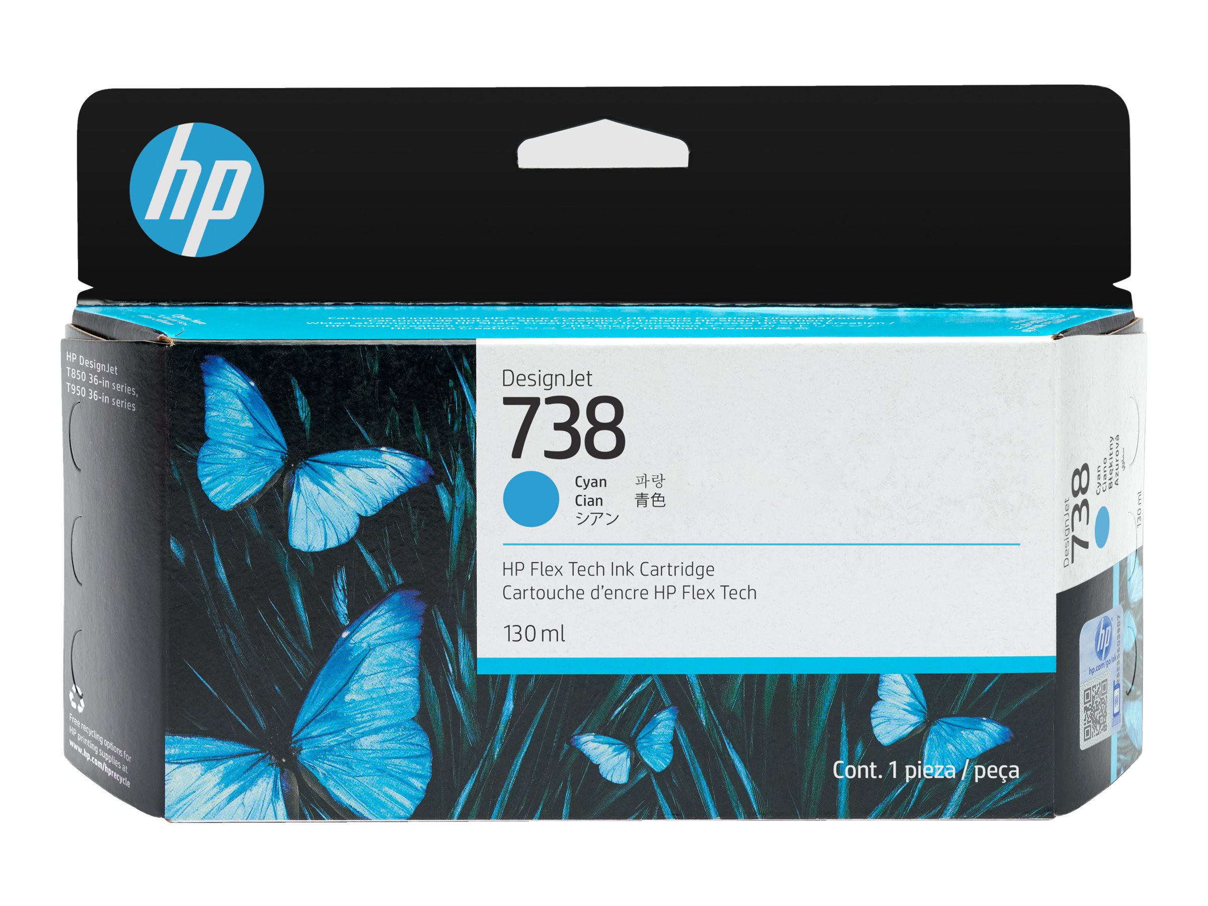 HP 738 130-ml Cyan DesignJet Ink Cartridge HP 738 130-ml Cyan DesignJet Ink Cartridge