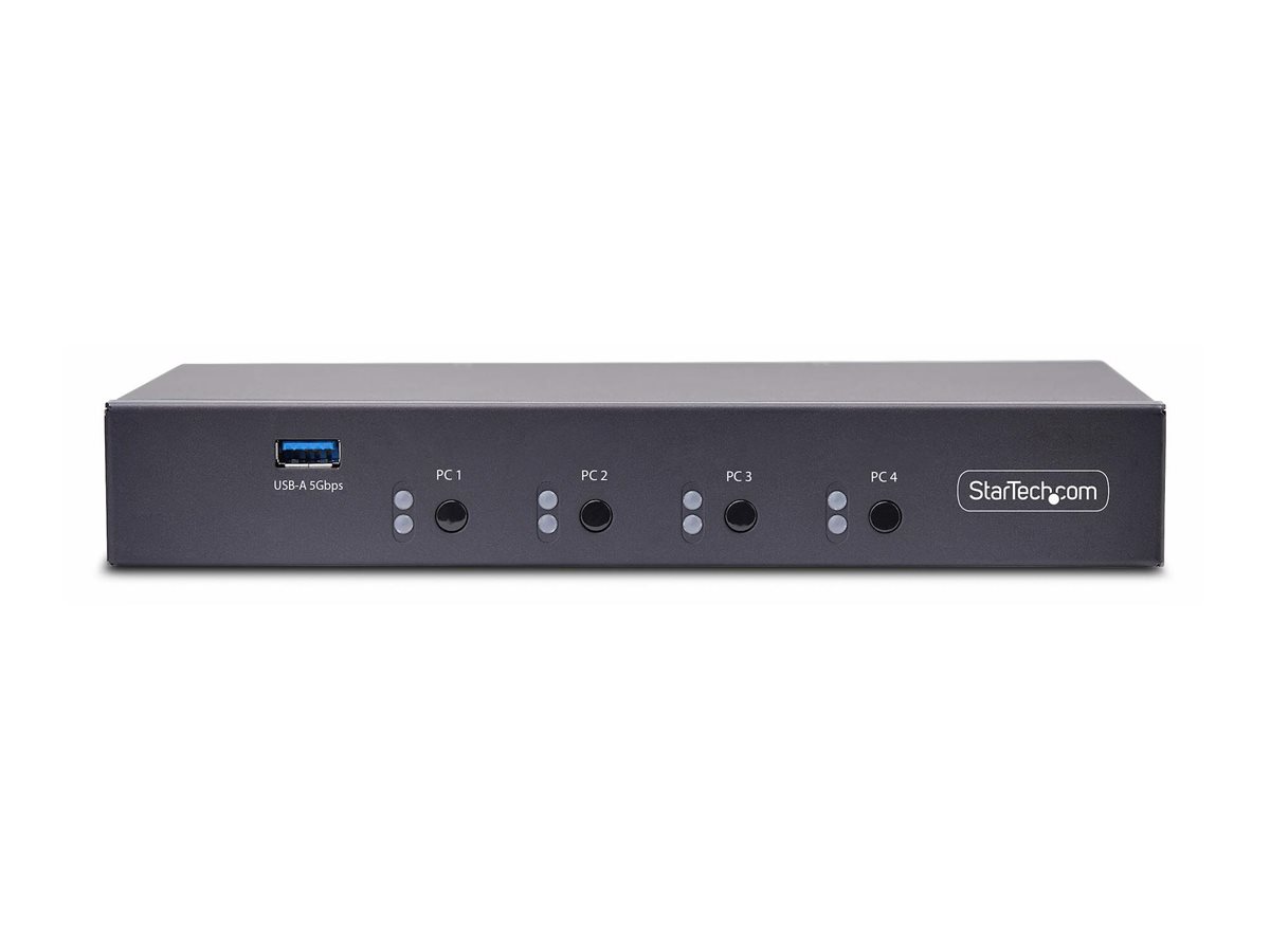 STARTECH.COM 4-Port KM Switch mit Maus-Roaming USB 3.0 Umschalter Tastatur und Maus Switch 3,5mm/USB Audio TAA Konform
