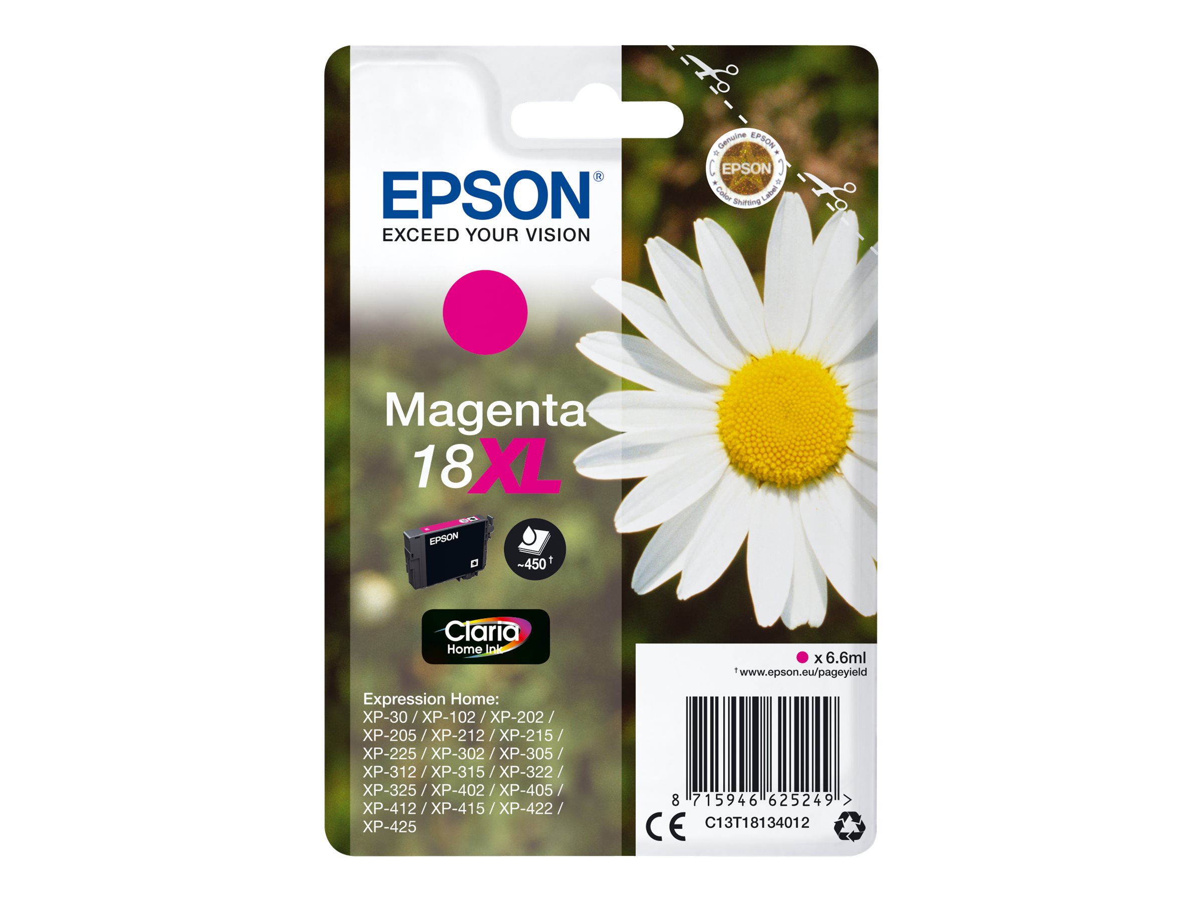 C13T18134012 EPSON XP Tinte magenta HC C13T18134012 EPSON XP Tinte magenta HC