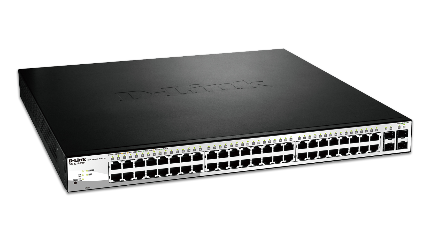 DLINK DGS121052MPE 52Port smart managed PoE Gigabit Switch 48x 101001000BASET PoE 4x TP Combo PortSFP Slot 370W PoE Kapaz