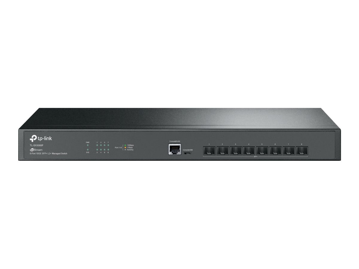 TP-LINK SX3008F Omada 8-Port 10GE SFP+ L2+ Managed Switch 8x 10G SFP+ Slots RJ45/Micro-USB Console Port TP-LINK SX3008F Omada 8-Port 10GE SFP+ L2+ Managed Switch 8x 10G SFP+ Slots RJ45/Micro-USB Console Port