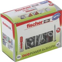 fischer DuoPower 6x30 S PH 2K 535463 Dübel mit Schrauben à 6 mm x 30 mm, 50 St. fischer DuoPower 6x30 S PH 2K 535463 Dübel mit Schrauben à 6 mm x 30 mm, 50 St.