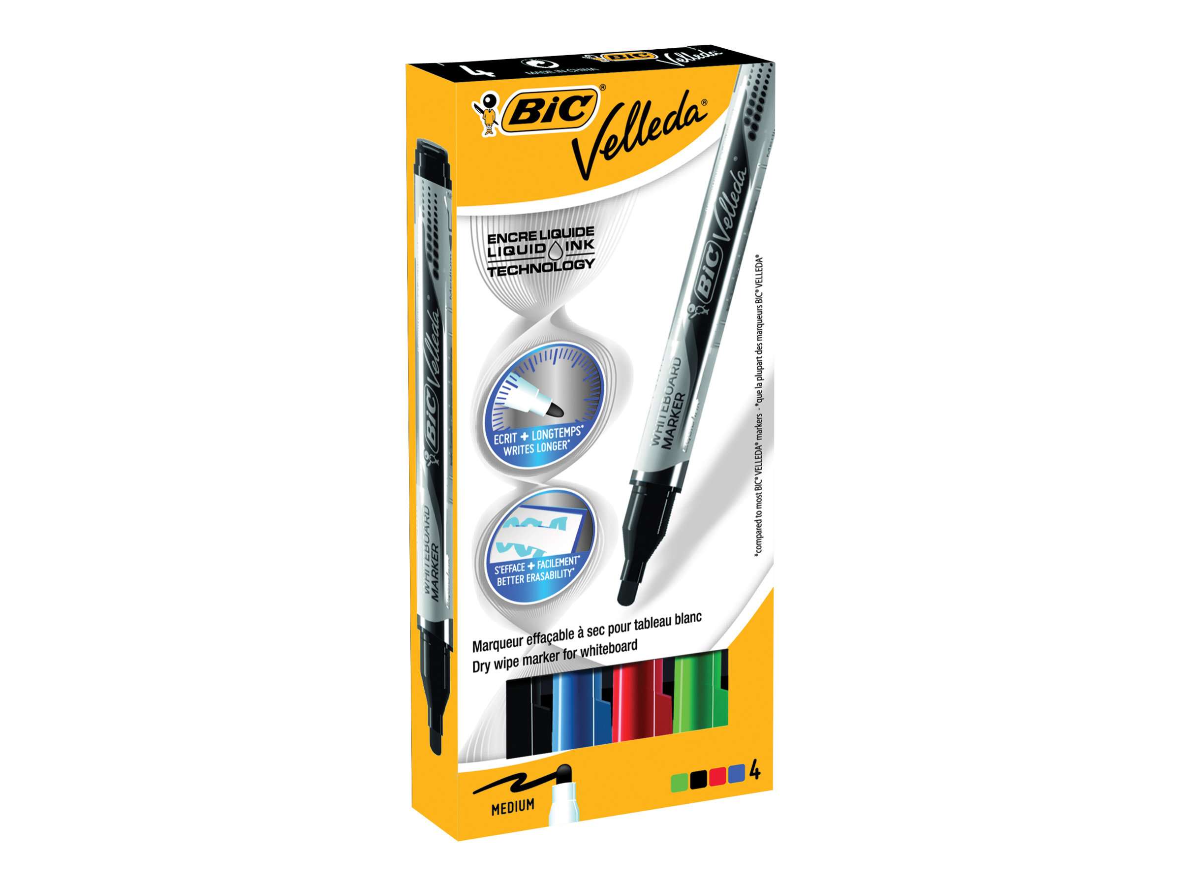 BIC Velleda WhiteboardMarkerSet farbsortiert 2,2 mm, 4 St