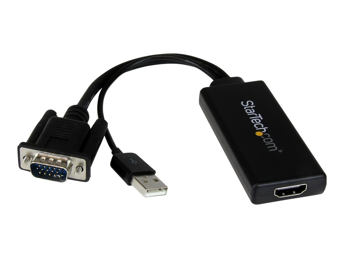 STARTECH.COM VGA auf HDMI Adapter mit USB-Audio & -Stromversorgung - Mobiler VGA auf HDMI-Konverter - 1080p