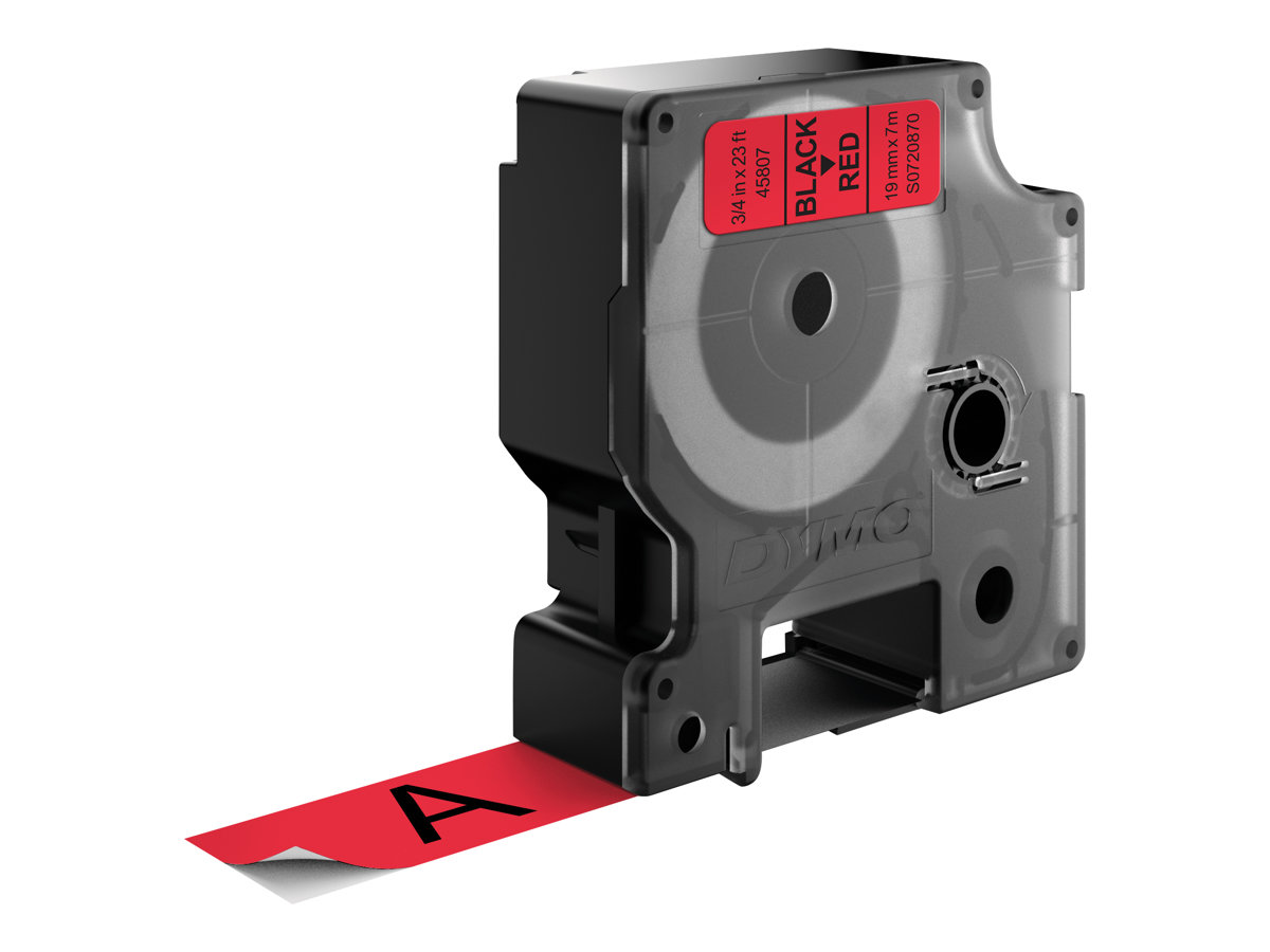 DYMO Schriftband D1 S0720870, 19 mm schwarz auf rot