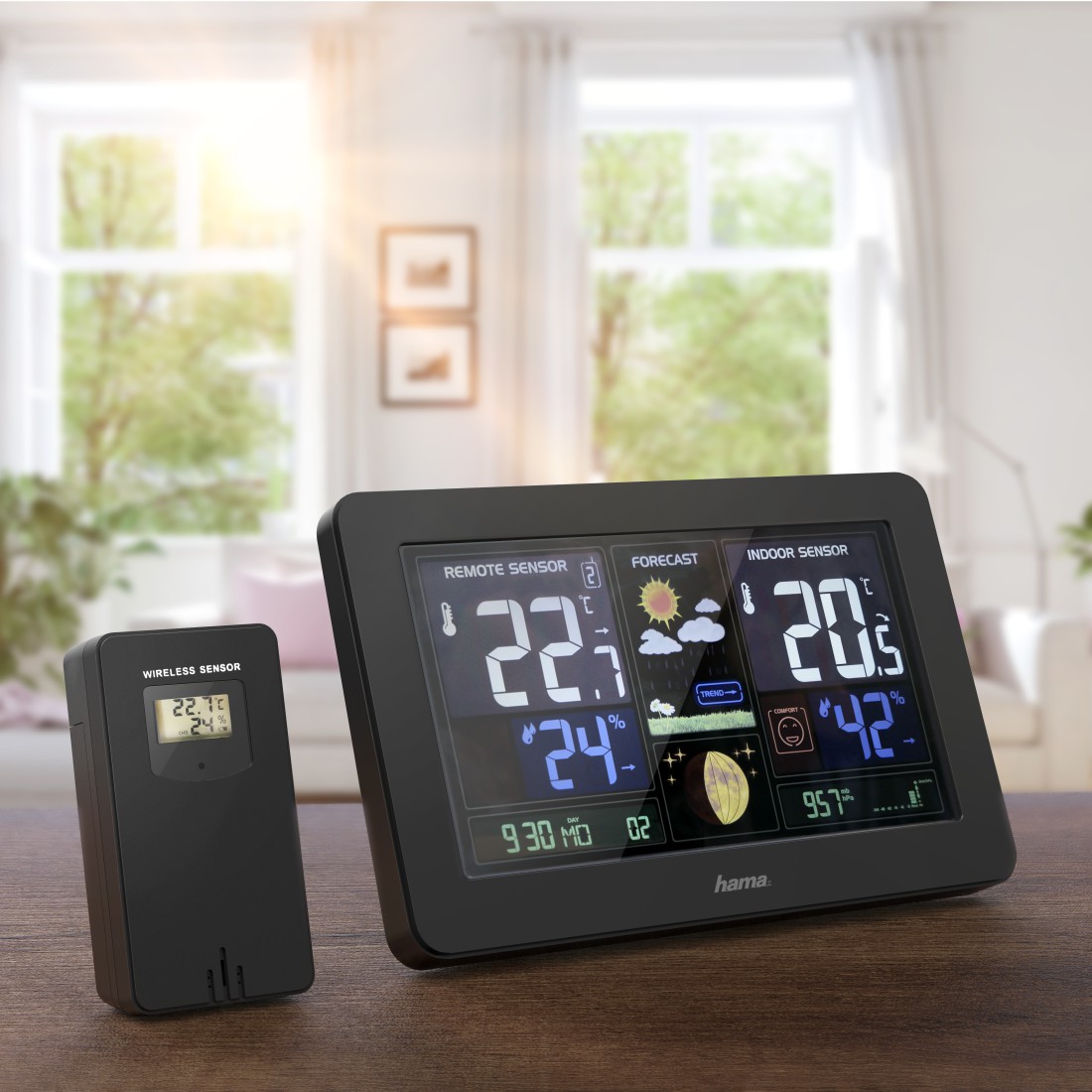 Hama Wetterstation Premium LEDFarbdisplay USBLadefunktion