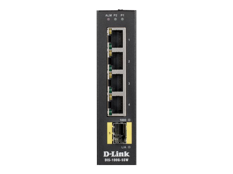 D-LINK DIS-100G-5SW 5 Port Unmanaged Industrie Switch with 4 x 10/100/1000BaseTX ports & 1 x 100/1000BaseSFP ports