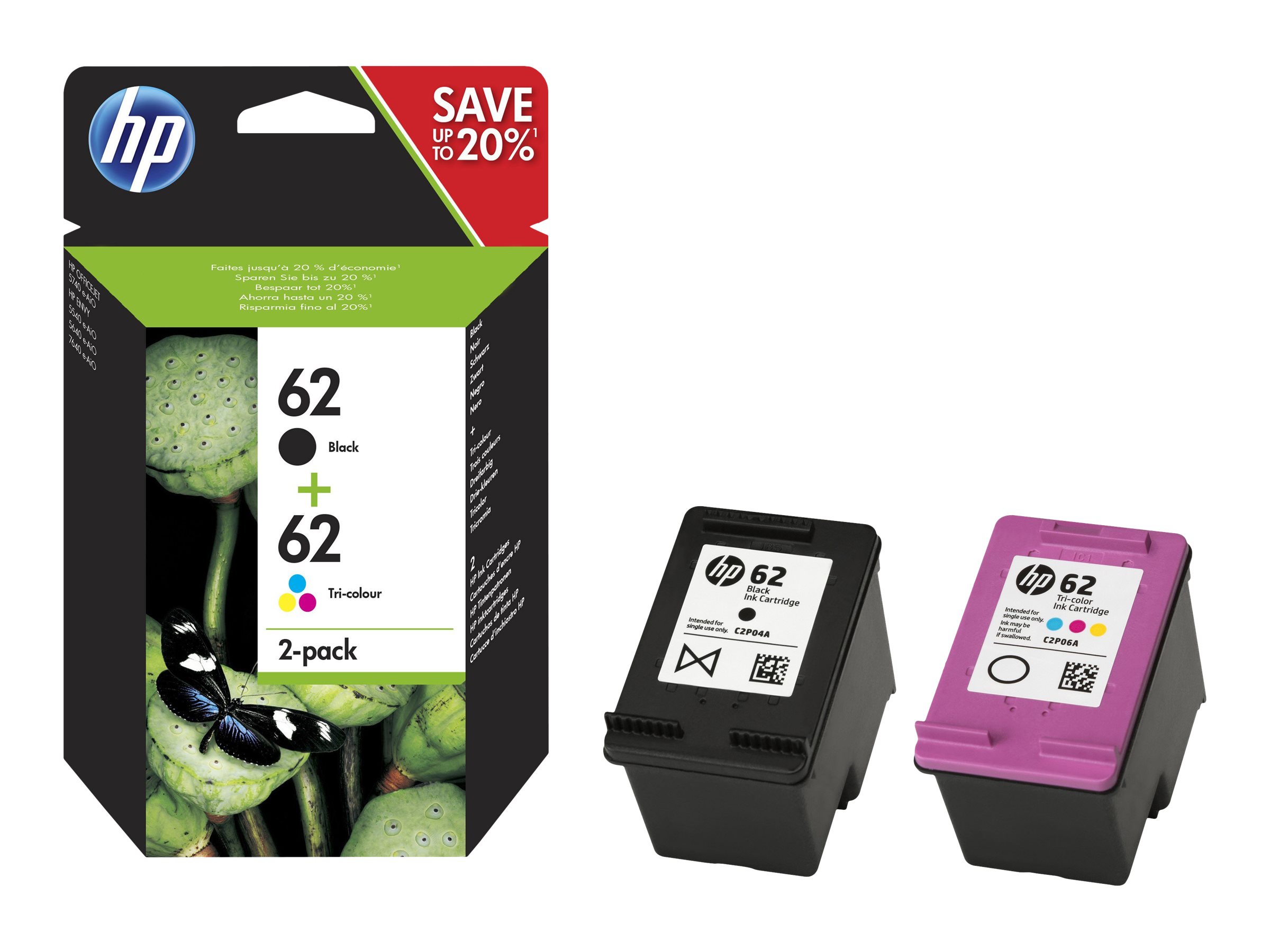 HP 62 (N9J71AE) schwarz, color Druckerpatronen, 2er-Set