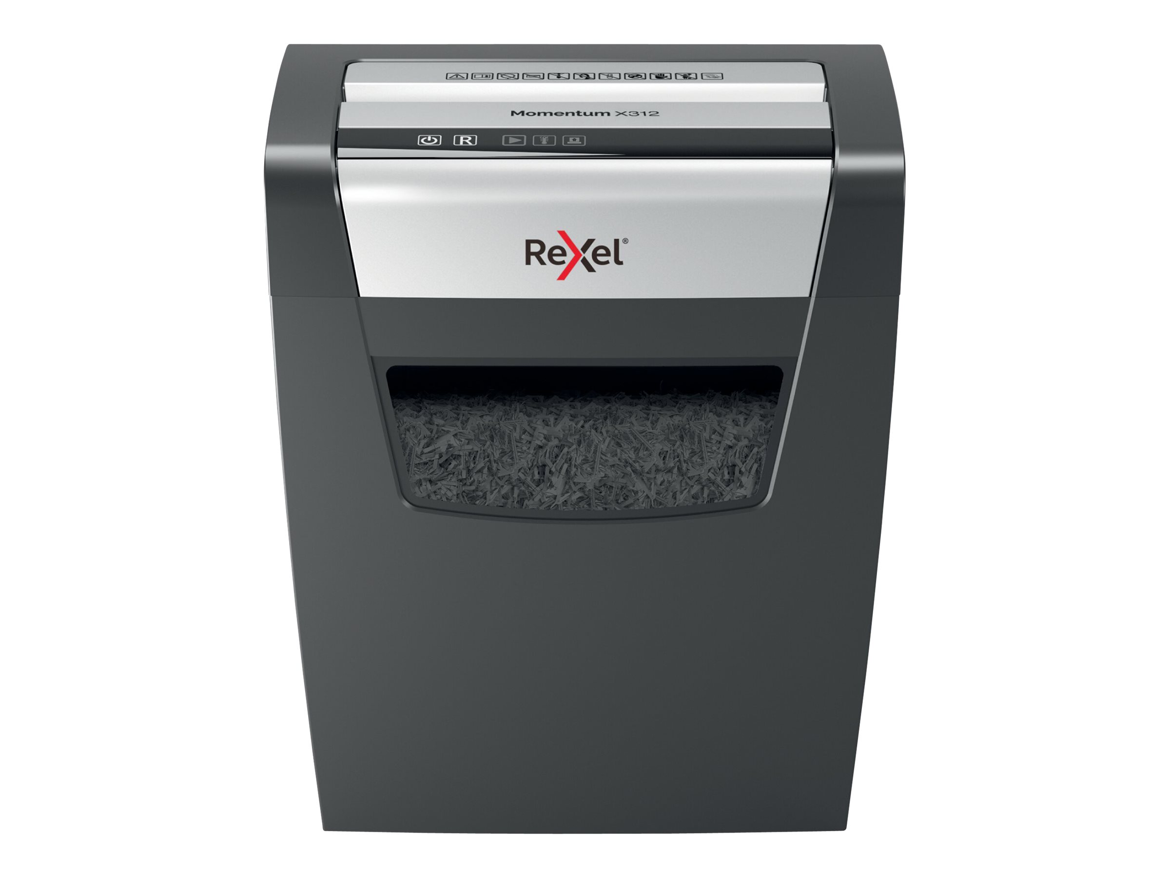 Rexel Momentum X312 Aktenvernichter mit Partikelschnitt P-3, 5 x 42 mm, bis 12 Blatt, schwarz