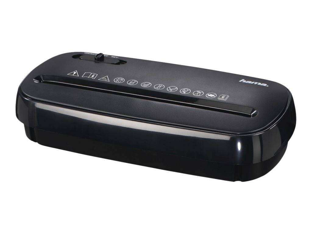 hama Basic S6 Aktenvernichter mit Streifenschnitt P-2, 6 mm, bis 6 Blatt, schwarz