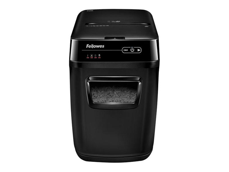 Fellowes AutoMax 150C Aktenvernichter mit Partikelschnitt P4, 4 x 38 mm, bis 150 Blatt, schwarz