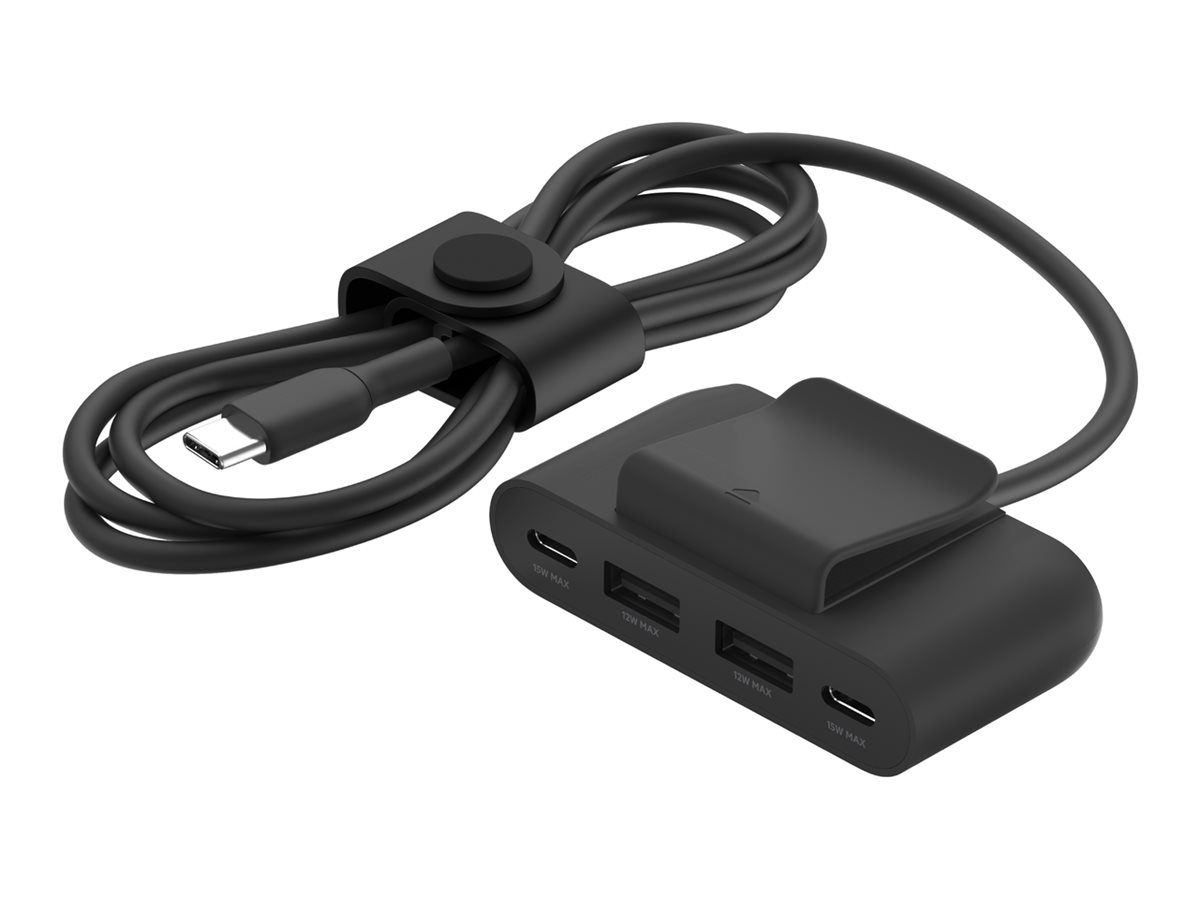 4-Port USB-Splitter 2x USB-C,2xUSB-A, max.30 W, schwarz