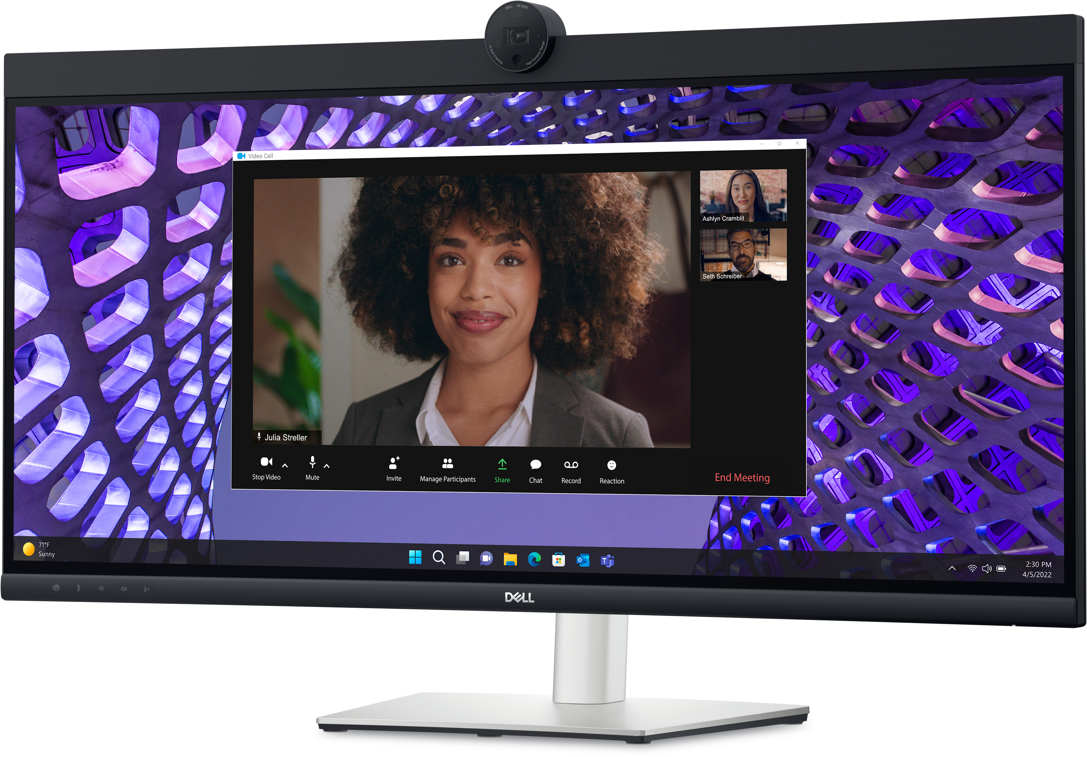 DELL 34 Curved Video Conferencing Monitor P3424WEB 86,71cm 34,14Zoll IPS 3440x1440 60Hz 219 300cdm2 HDMI DP USB