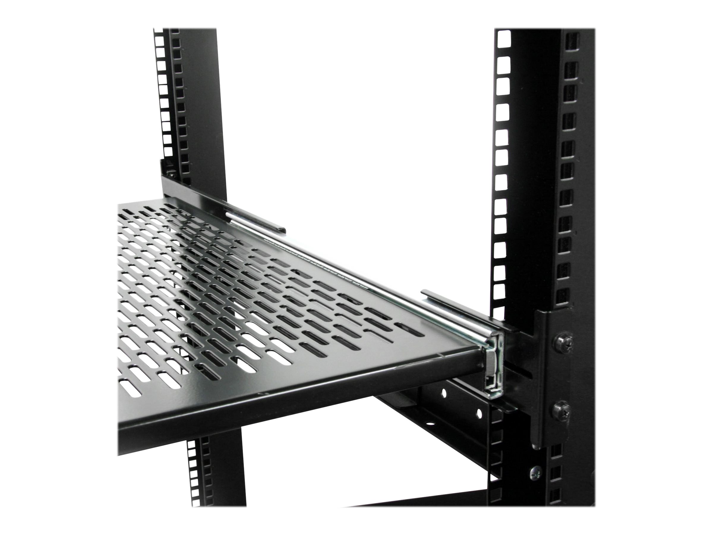 STARTECH.COM 2HE ausziehbarer Rack-Fachboden belüftet - 22.7kg - 19 Zoll Serverschrank Rack-Shelf - Schwarz