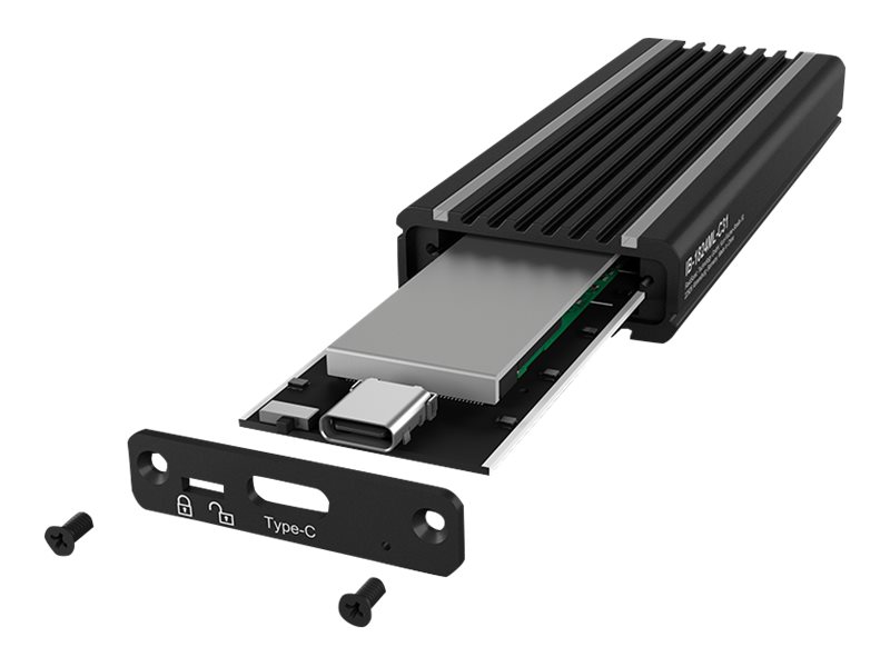 ICY BOX ext.Modding Gehaeuse NVME M.2 IB-1824ML-C31 M.2 SSD mit USB3.1 Type-C bis zu 10Gbits M-Key mit Schreibschutz + Coolpad