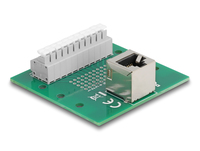 DELOCK RJ50 Buchse zu Terminalblock mit Drucktaster fur Hutschiene gewinkelt