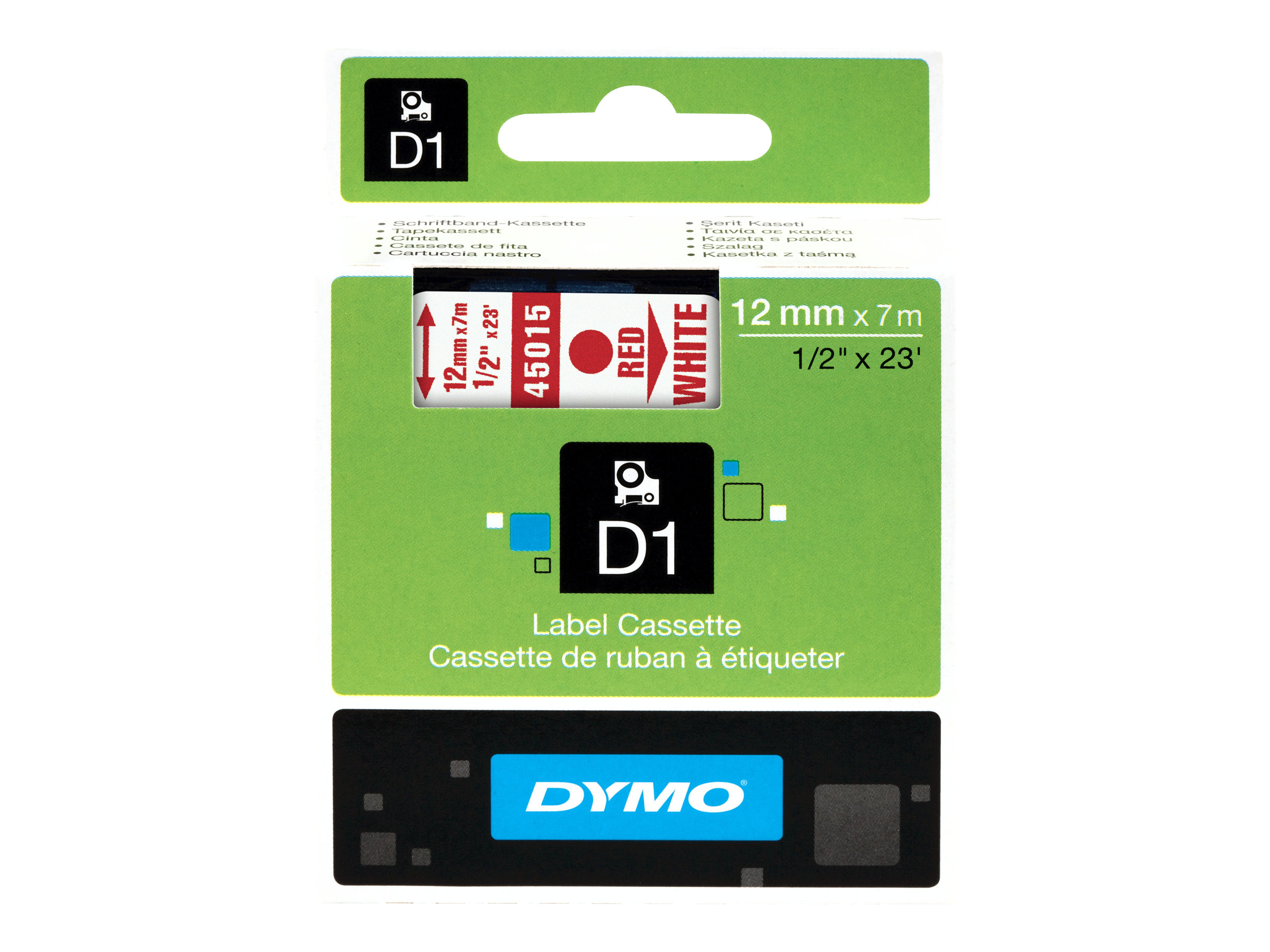 DYMO Schriftband D1 45015 S0720550, 12 mm rot auf weiÃ