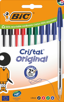 BIC Kugelschreiber Cristal Original transparent, Schreibfarbe: farbsortiert, 10 St.
